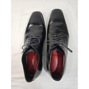 Belvedere Studio Medallion Wing Tip US  13 D Black Leather Oxford  "Concord" MEN